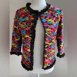 Colorful Ribbon Sweater by Michael Simon - Size Medium Petite